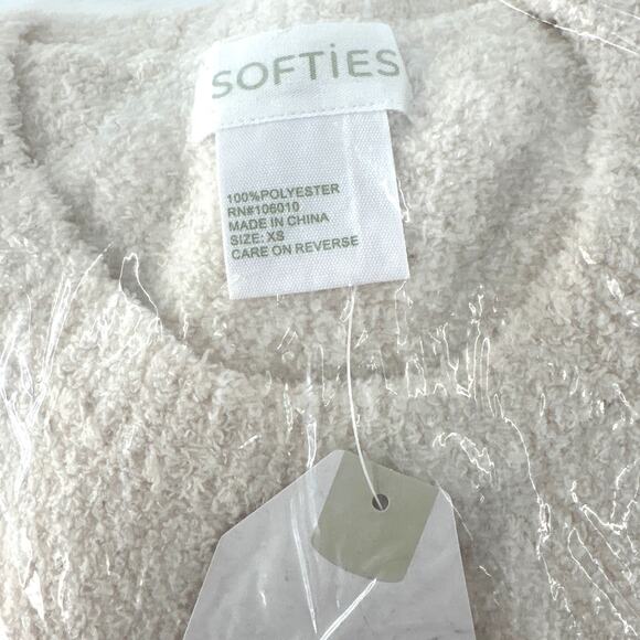 Softies Women's Almond Marshmallow Reverse Seam Crew Neck Lounge Set XS - Picture 6 of 11